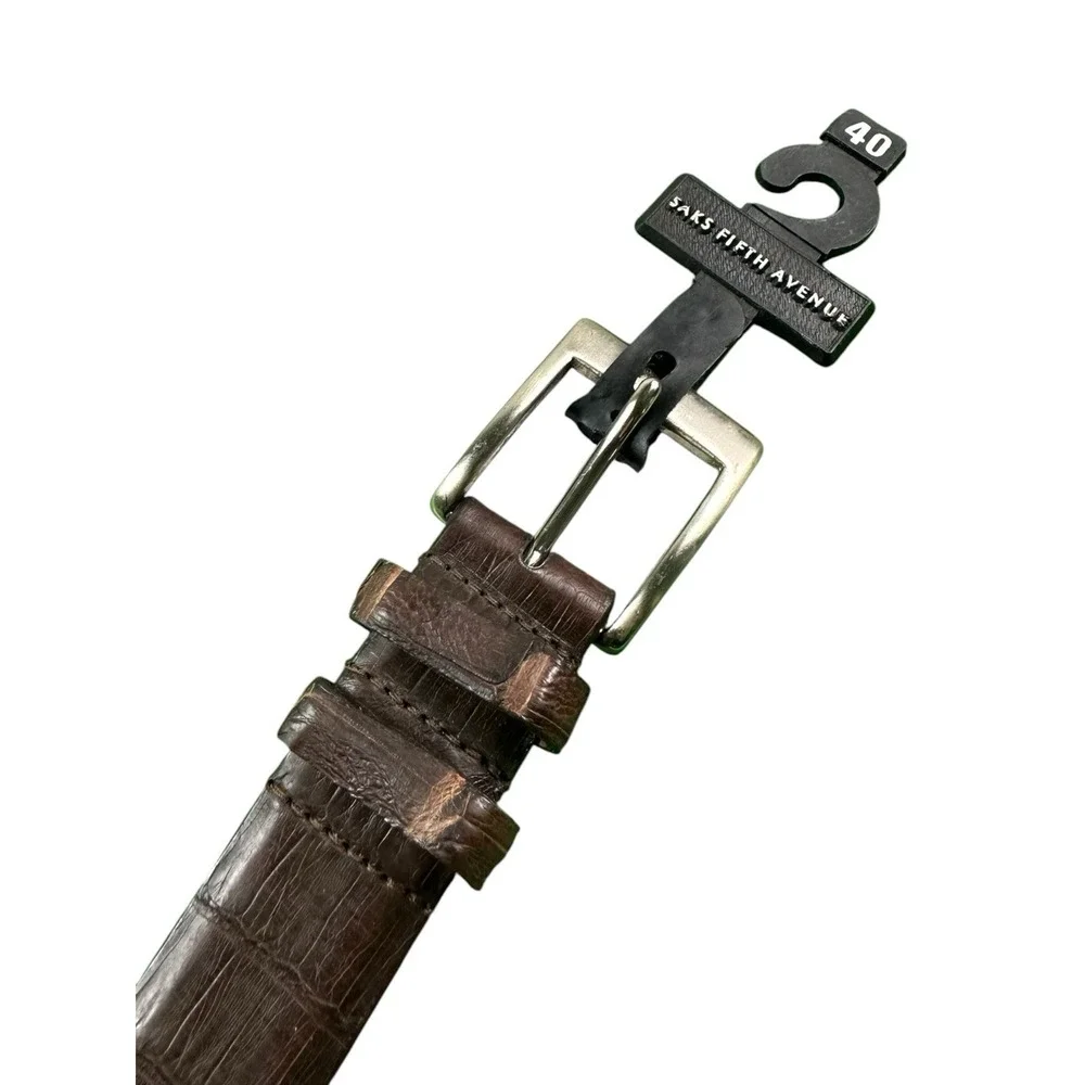 Saks Fifth Avenue Genuine American Alligator Brown Belt Size 40 NWT
